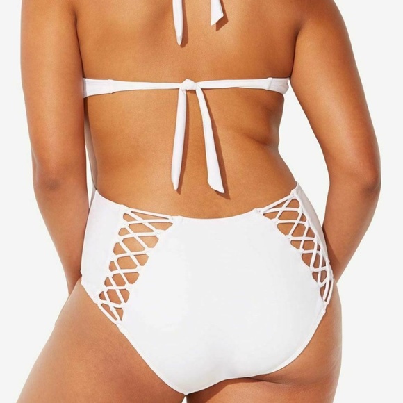 Ashley Graham White Monokini Lace Up Halter - Picture 8 of 10